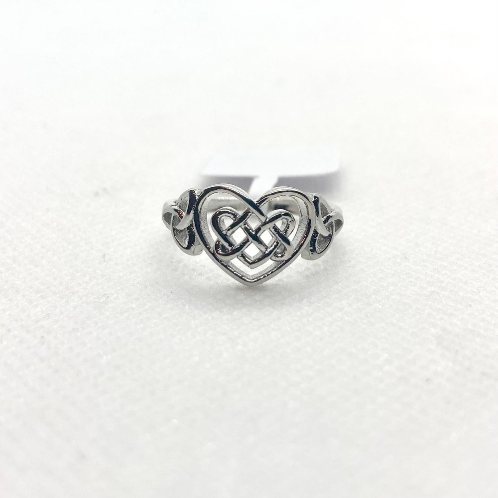 Silver Plated Celtic Heart Knot Ring Size 9 - Picture 4 of 8